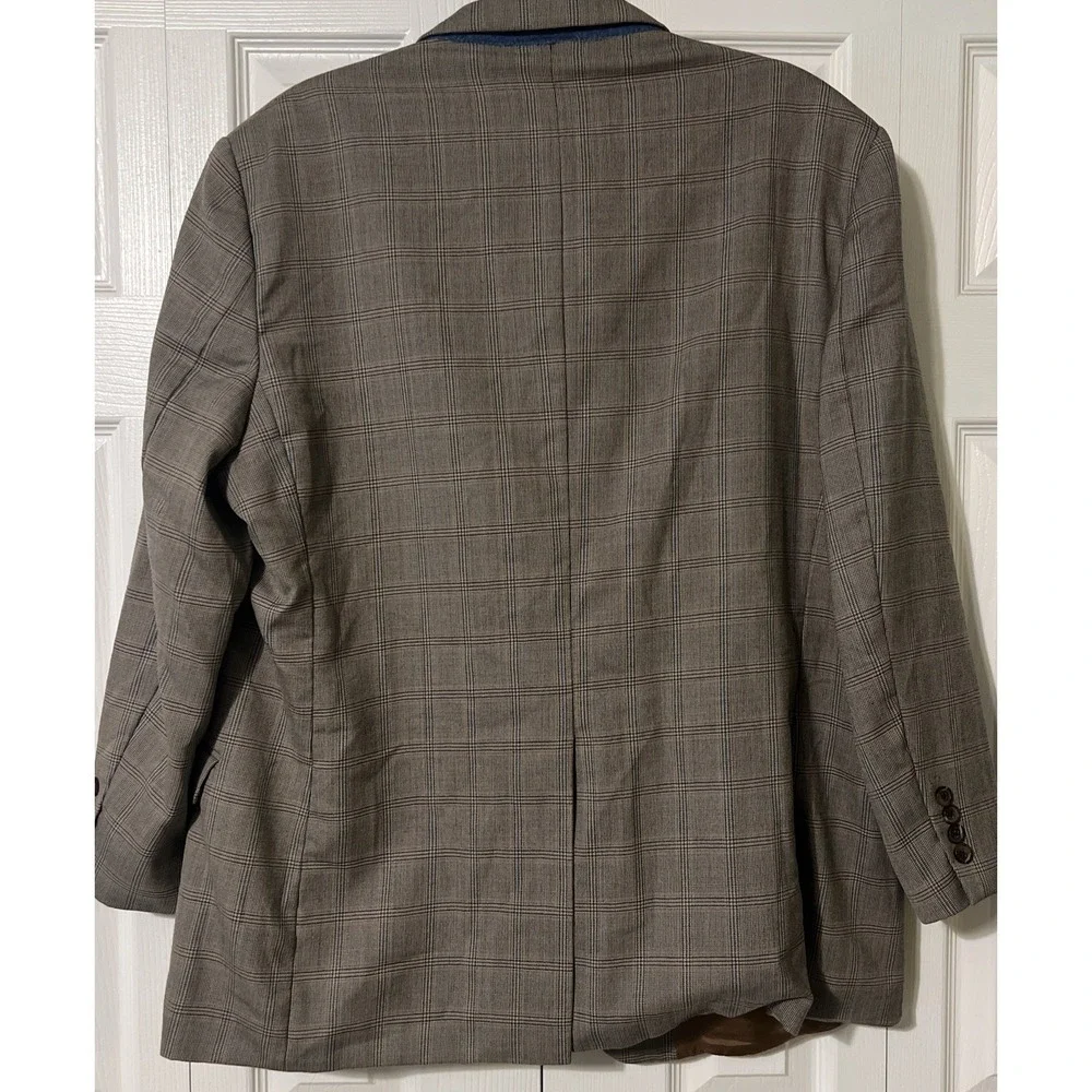 Brooks Brothers Fitzgerald Fit Tan Plaid 100% Wool Blazer Size 48R‎